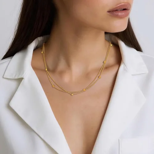 Vista 4 de Collar minimalista con cadena irregular Y2k para uso diario, versátil, joyería de moda para mujer, plata Dorado-1