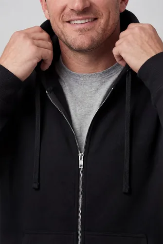 Vista 2 de KingSize - Chaqueta de forro polar con capucha y cremallera frontal para hombre Negro