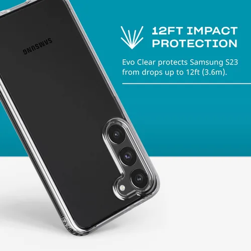 Vista 3 de Tech21 Evo Clear - Funda transparente para Samsung Galaxy S23, resistente a los arañazos, con protección contra caídas de 12 pies