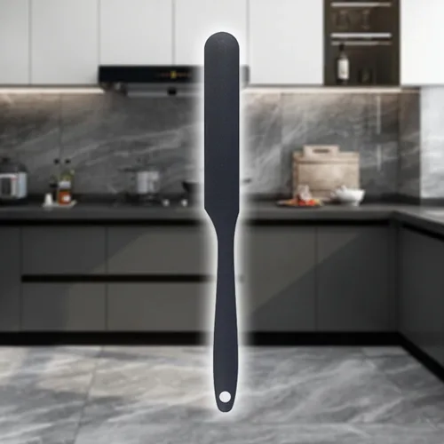 Vista 8 de Juego de espátulas de silicona resistente al calor, espátula de goma de grado alimenticio, 6 piezas, color negro Negro (balck)