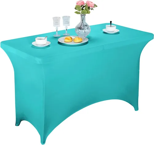 Vista 21 de LZY Mantel de mesa elástico ajustable de elastano para mesa plegable de 4, 6 o 8 pies, mantel rectangular de cóctel, perfecto para fiestas o Manzana