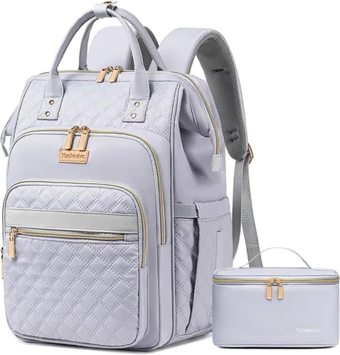 Vista 9 de Mochila de almuerzo, mochila para laptop de 15.6 pulgadas para mujeres, enfermeras, profesores, mochila de trabajo con lonchera aislada, Negro