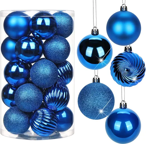 Vista 30 de Adornos de bolas de Navidad negras de 2.36 pulgadas, 25 piezas inastillables, set de adornos de Navidad, bolas de Halloween, adorno negro para árbol