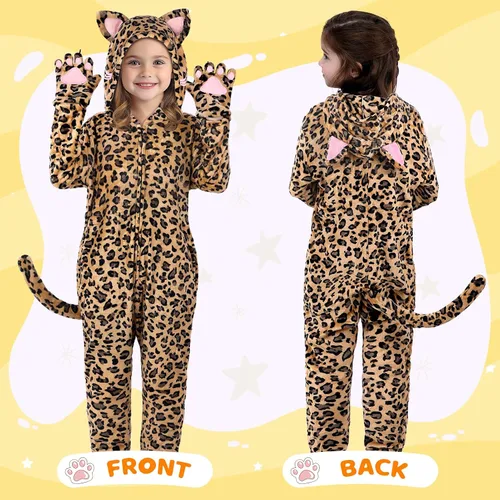 Vista 4 de GIFTINBOX Cat Costume For Girls, Cat Noir Costume, Onesie Black Cat Costume for Kids, Halloween Costumes for Kids Girls