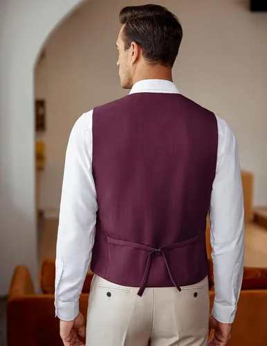 Vista 7 de COOFANDY Chaleco de traje de negocios para hombre, chaleco de vestir ajustado, chaleco de boda