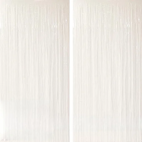 Vista 8 de Paquete de 2 telón de fondo negro con flecos para decoraciones de fiesta de cumpleaños