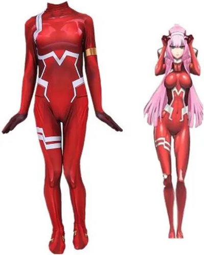 Vista 4 de cfiyswa Zero Two Ichigo Darling in The Franxx - Disfraz de cosplay Hallween