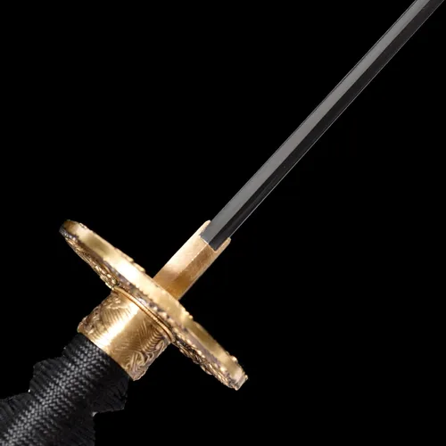 Vista 4 de Espada Katana Samurai, templada en arcilla, acero T10, Hamon real, espada completa Full Tang, hecha a mano, samurái, extremadamente afilada