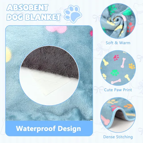 Vista 3 de YUEPET Mantas impermeables para perros, paquete de 2 mantas lavables para perros para cama, sofá, protector de vellón de franela para cachorros