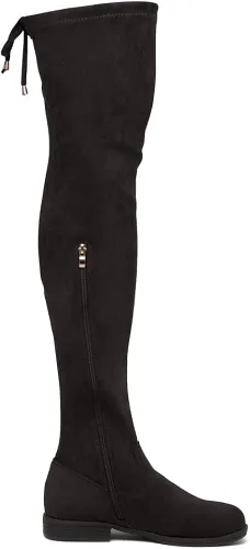 Vista 4 de Herstyle Botas altas hasta el muslo para mujer, con obsesión secreta, largas, elásticas, suaves, con tacón bajo, espalda de encaje, botas