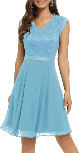 Vista 110 de Dressystar - Vestido de dama de honor, sin mangas, con cuello en V, para fiesta de boda