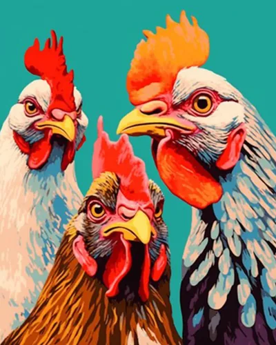 Vista 2 de Tucocoo Bumbers - Pintura de animales de granja para adultos, pintura acrílica por números, pintura acrílica, lienzo, decoración de cocina, gallo