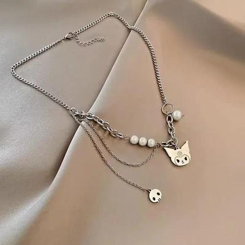 Vista 5 de Collar de perlas Kawaii de acero inoxidable Y2K 90 para mujeres adolescentes y niñas