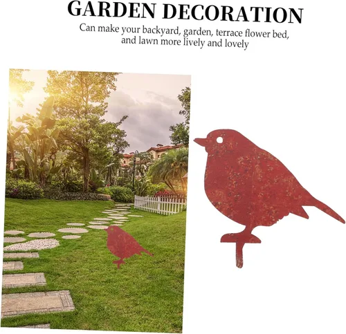 Vista 3 de Yardwe Tarjeta de pájaro de hojalata decorativa hoja de hierro el pájaro