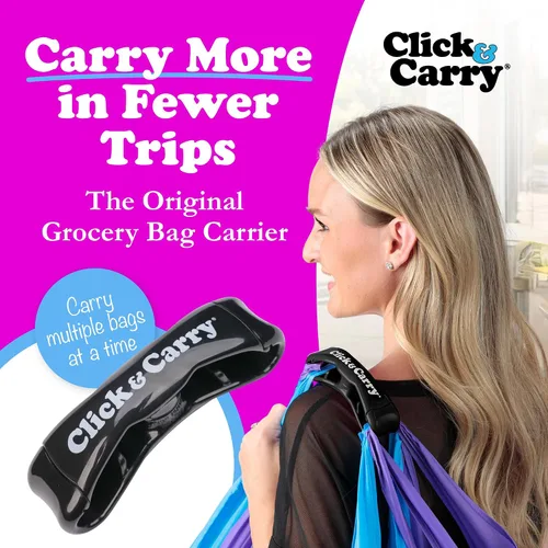 Vista 2 de Click & Carry Almacenamiento y organización de la cocina, organizador de bolsas de plástico y soporte para compras fáciles, Shark Tank, asa