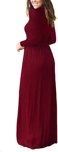 Vista 3 de VIISHOW - Vestido largo para mujer, maxi vestido informal de ajuste holgado, manga larga y bolsillos