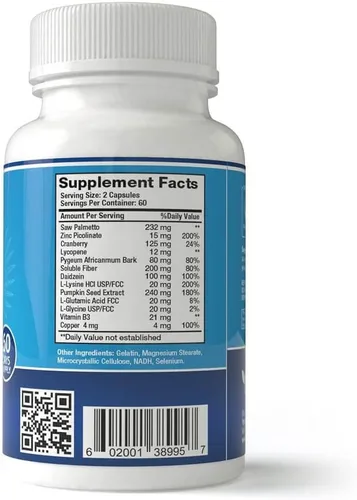 Vista 2 de Complejo de próstata, mezcla de palma enana americana 1000 mg (120 cápsulas)