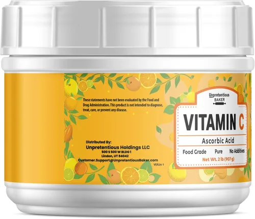 Vista 3 de Unpretentious Vitamina C en polvo (2 lb) de ácido ascórbico, tina resellable