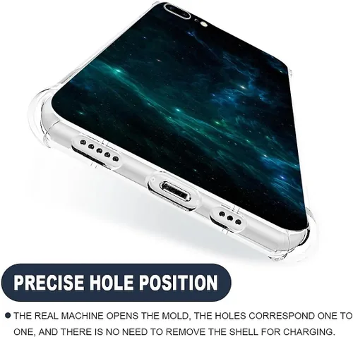 Vista 7 de CARLOCA Funda compatible con iPhone 7 Plus para niña, transparente con increíble diseño de nebulosa espacial, diseño de plástico a prueba de golpes