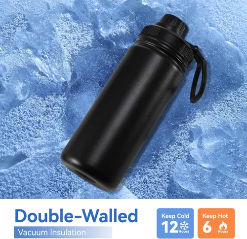 Vista 4 de DOMICARE Botella de agua para niños de 16 onzas para la escuela, de acero inoxidable, con aislamiento al vacío de doble pared, botella de agua