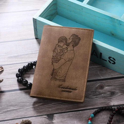 Vista 6 de Gemszoo Cartera personalizada con foto personalizada de cuero para hombres padre, Style 5
