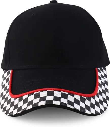 Vista 2 de Gorra de béisbol de algodón con tema de bandera de carreras de tamaño juvenil