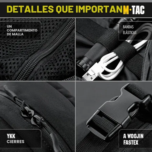Vista 5 de M-Tac Riñonera para hombre - Riñonera pequeña compañera - Cinturón de estilo táctico EDC (negro)