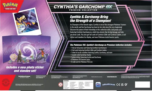 Vista 2 de Pokemon TCG: Colección premium de Cynthia’s Garchomp ex - 6 paquetes, pegatinas, promociones