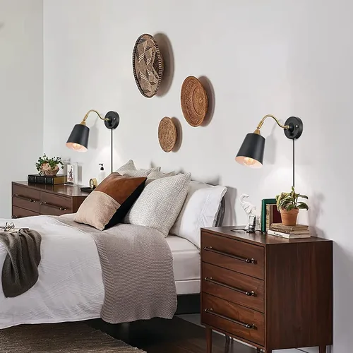 Vista 4 de Lámpara de pared de cuello de cisne a pilas, aplique de pared de tubo de ángulo ajustable, con bombilla LED regulable remota para decoración