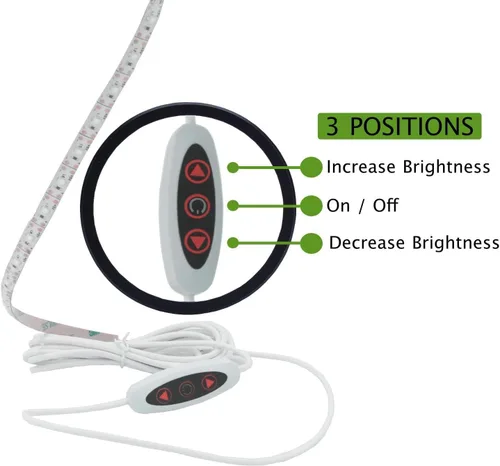 Vista 5 de Tira de luz LED para máquina de coser Madam Sew – Luces LED flexibles para coser con atenuador, adhesivo en la parte posterior y clips – Tira de luz