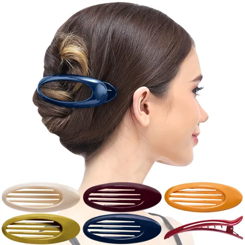 Vista 7 de RC ROCHE ORNAMENT 6 pinzas para el cabello con garra plana para mujer, peine de apertura lateral curvada, agarre fuerte, agarre antideslizante