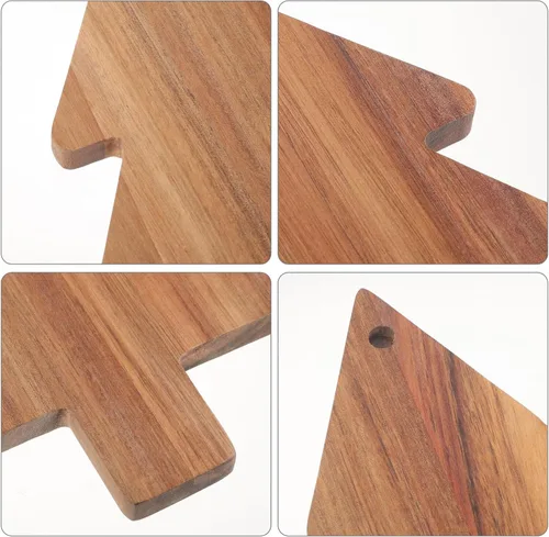 Vista 8 de COHEALI Tabla de cortar de madera con forma de árbol de Navidad tablas de charcutería tablas de cortar bandeja de alimentos pan de queso, pizza