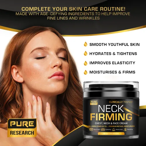 Vista 3 de Crema reafirmante para el cuello, crema antiarrugas hecha en Estados Unidos, crema reductora y reafirmante para el cuello y papada, crema