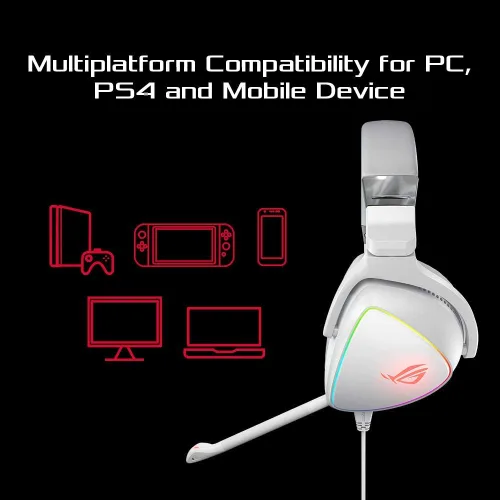 Vista 5 de ASUS Auriculares RGB ROG Delta Hi-Res ESS Quad-DAC, efecto de iluminación circular RBG Conector USB-C para PC, consolas y juegos móviles