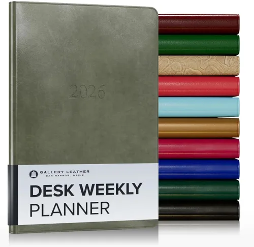 Vista 115 de Gallery Leather Planificador Semanal y Mensual Grande 2025-2026, Calendario Planificador y Cuaderno Elegantemente Encuadernado con Elegantes Bordes