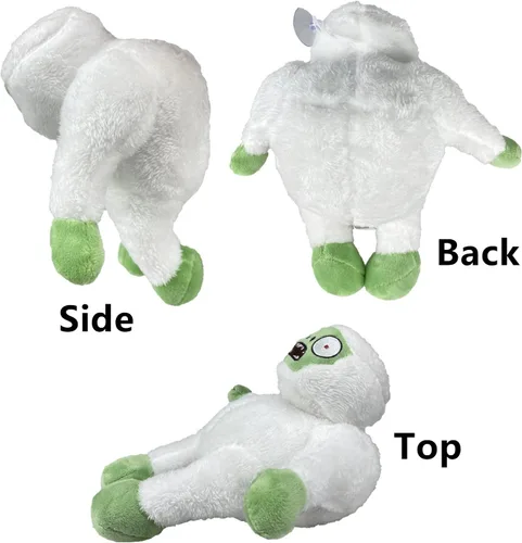 Vista 4 de JHESAO Juego de 6 piezas de peluche de plantas y zombis, falda verde de zombies, juguete de cabeza de cono zombi, 1 2 muñecos zombi de pato suave