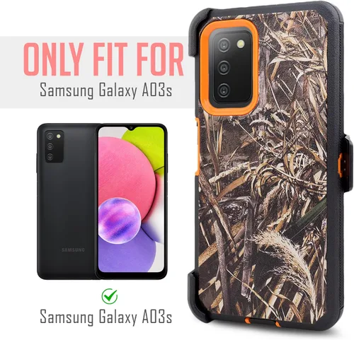 Vista 6 de Funda diseñada para Samsung Galaxy A03S, con protector de pantalla integrado, soporte giratorio con clip para cinturón, funda protectora de cuerpo