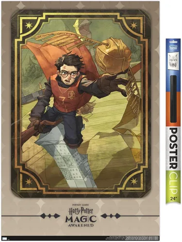 Vista 18 de Trends International Harry Potter: Magic Awakened - Póster de pared de Harry Quidditch, 22.4 pulgadas de largo x 14.7 pulgadas, versión enmarcada