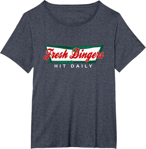 Vista 54 de Camiseta divertida de béisbol y softbol Don't Bunt Hit Fresh Dingers, Negro