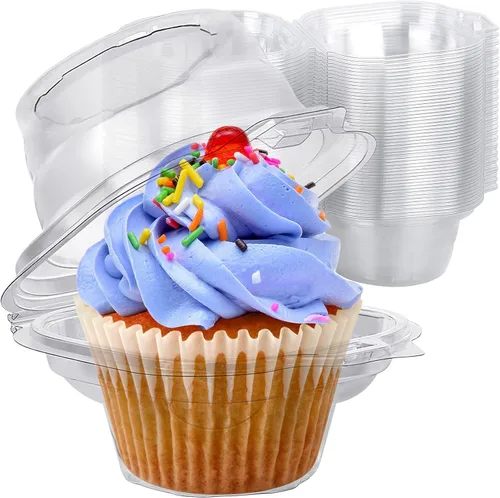 Vista 3 de Cajas de cupcakes individuales para cupcakes, 25 paquetes de soporte regular individual para cupcakes, cobertura alta para magdalenas, soporte
