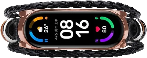 Vista 2 de Mi Band 6 - Correa de repuesto de cuerda trenzada retro con hebilla de metal, elemento de cuentas, pulsera ajustable para bricolaje, accesorios
