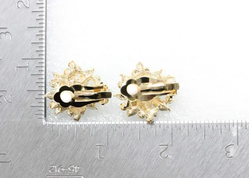 Vista 4 de Faship Pendientes de clip floral con diamantes de imitación de cristal