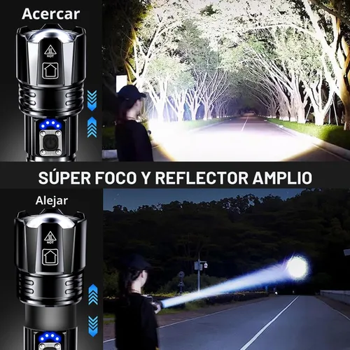 Vista 4 de AKNEAR Linterna recargable de alta luminosidad súper brillante (pantalla digital, 1 paquete)