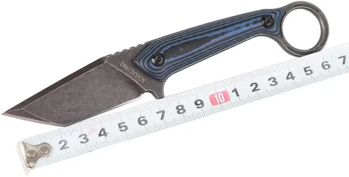 Vista 4 de MASALONG kni211 - Cuchillo recto táctico de hoja fija para acampar al aire libre, mango cómodo de acero D2 (negro)