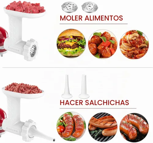 Vista 2 de Accesorios para picadora de carne de alimentos para batidoras de pie KitchenAid, excelentes accesorios para picadora de carne de grado alimenticio