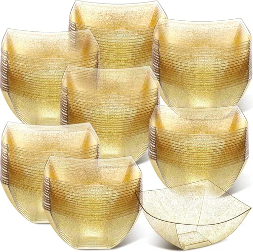 Vista 15 de Sliner 100 Piezas Cuencos de Plástico Cuadrados 8 oz Cuencos de Servir de Plástico Desechables Contenedores de Chips para Fiestas, Contenedores