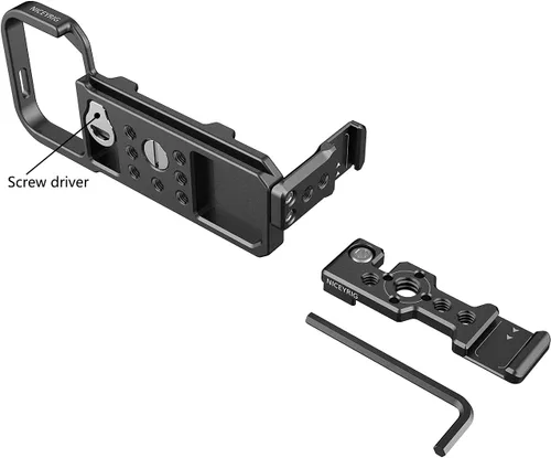 Vista 6 de NICEYRIG FX3 FX30 - Soporte de placa en forma de L para Sony, kit de jaula de montaje con soporte de extensión de zapata fría, placa base