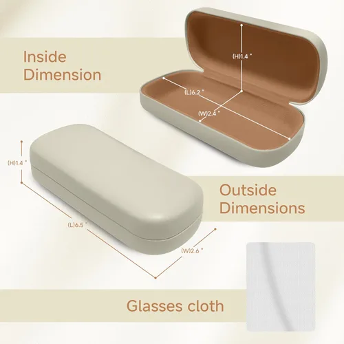 Vista 6 de Estuche para gafas de sol, funda rígida de piel sintética para gafas de sol, Beige
