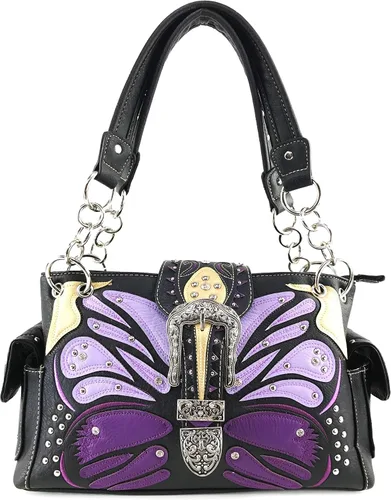 Vista 2 de Zelris Buckle Abstracto Mariposa Artwork Mujeres Ocultar Llevar Bolso Cartera Set