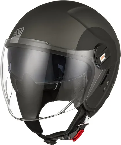 Vista 7 de ORIGINE Casco de motocicleta de cara abierta, casco de scooter, casco jet con doble visera aprobado por DOT